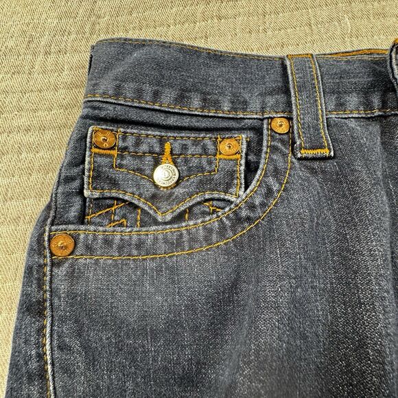 True Religion Ricky Jean Men 29x27 Relaxed Straight Denim Pocket Big T Flap Y2K - Picture 6 of 10
